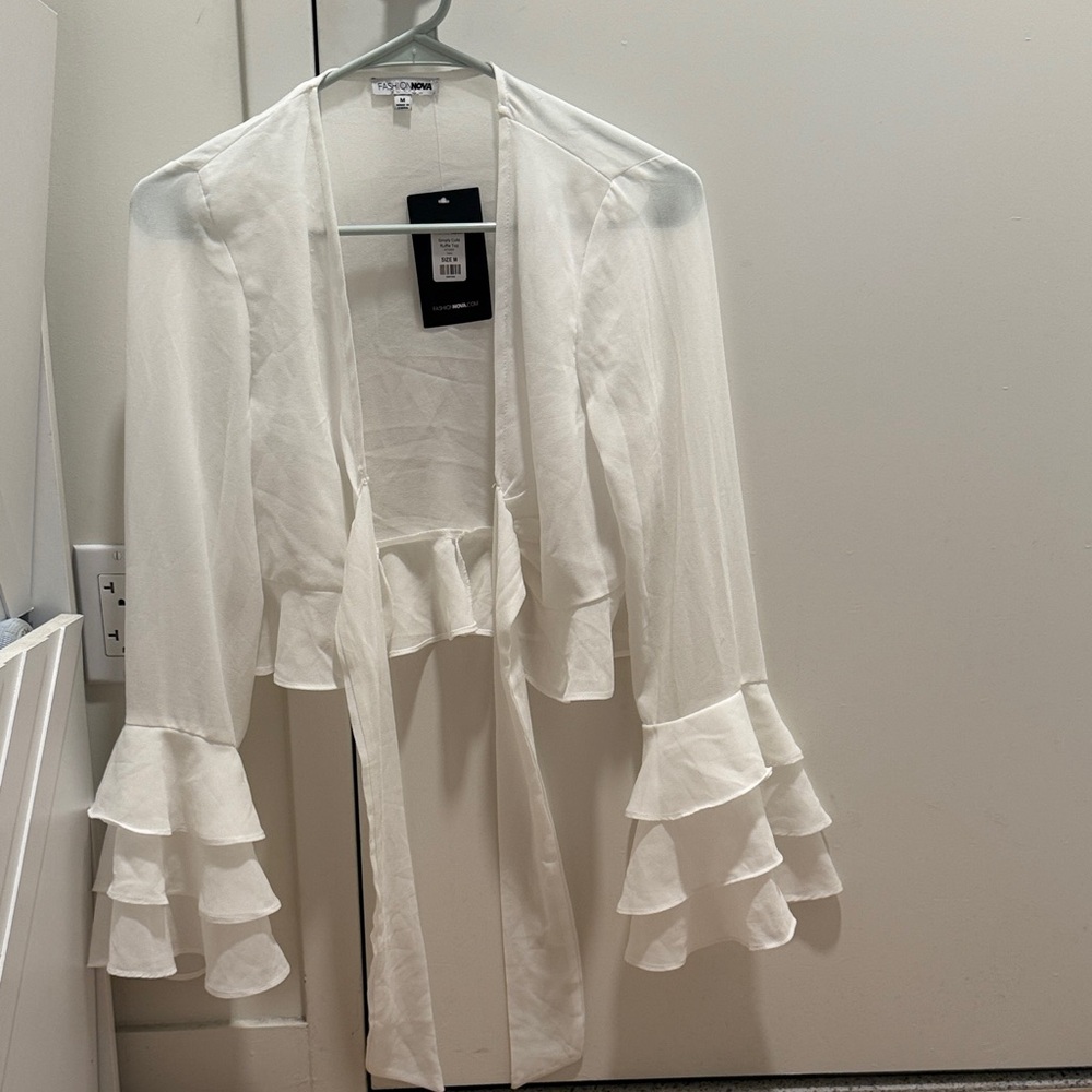 Fashion Nova Cream Ruffle Top